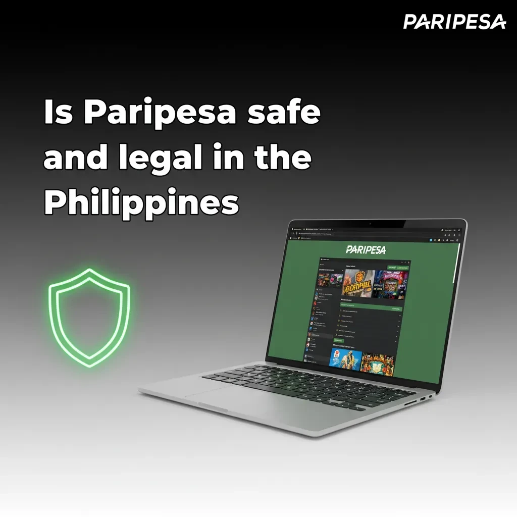 Is Paripesa safe and legal in the Philippines? Shield, padlock; footer links for license, privacy, terms, responsible gaming.