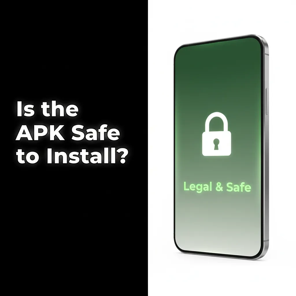 Banner reads 'Is the APK Safe to Install?' Yes—licensed, SSL encryption, secure audited betting and payments.