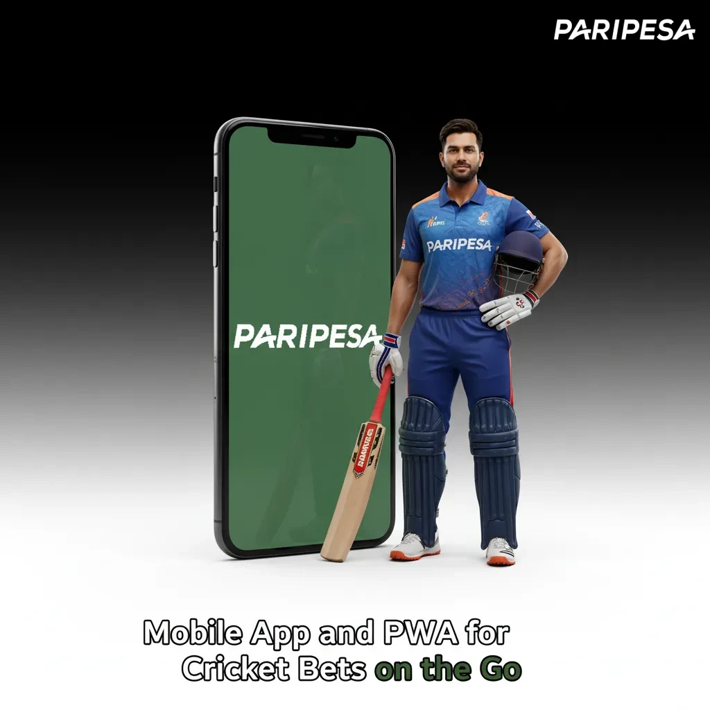 Two smartphones showing Android cricket betting app and iOS PWA with pre-match and live odds, stats, bet slip, and Cash Out