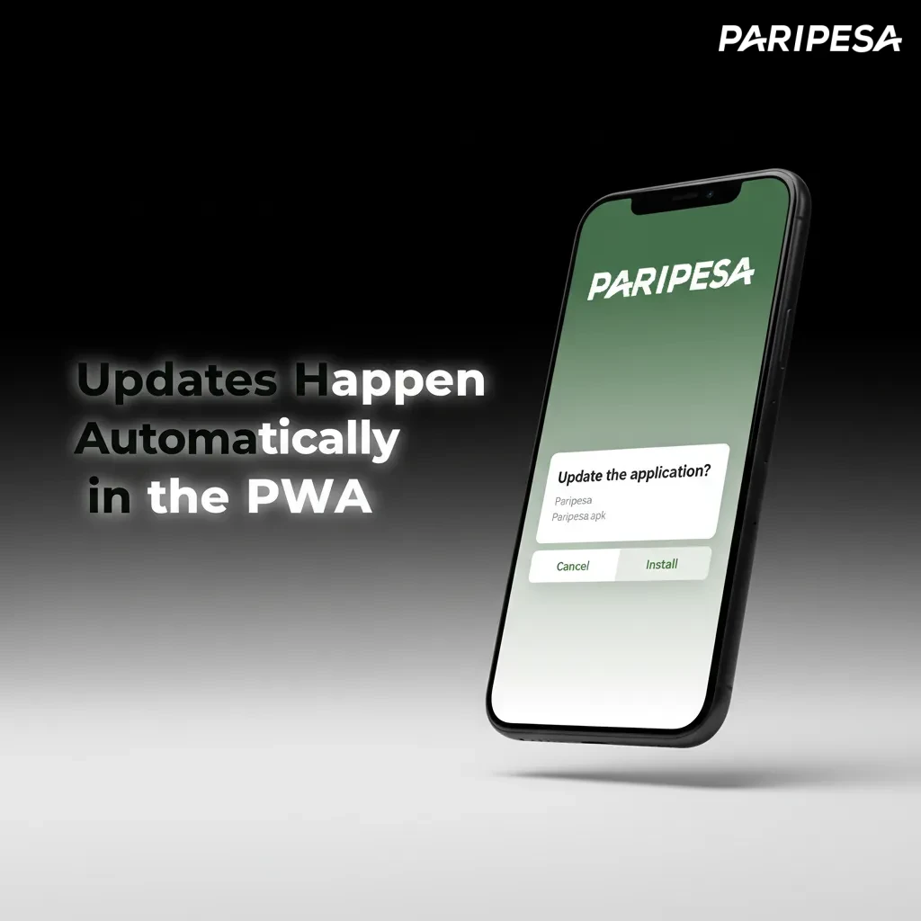 PWA updates automatically in the background—no downloads; new features, markets, and fixes on next open; saves storage.