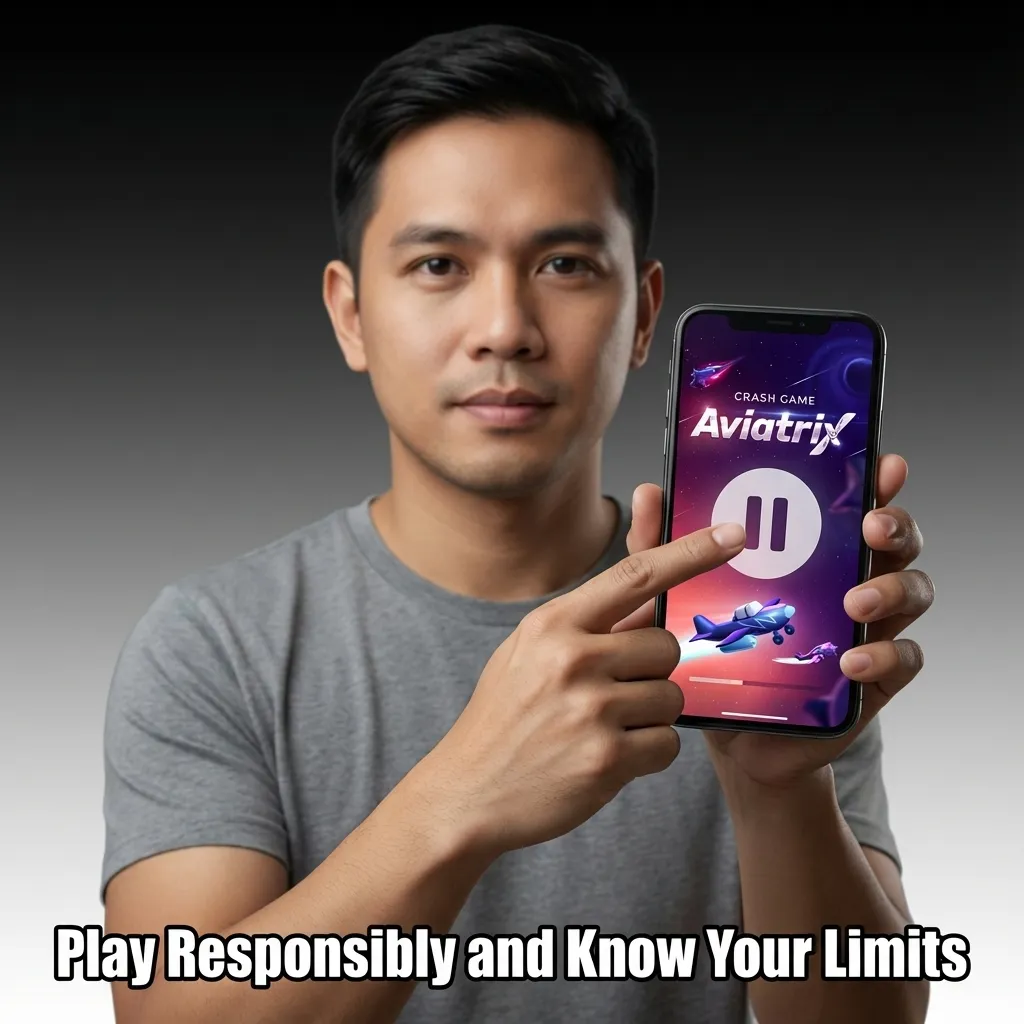 Person setting gambling limits on phone screen with budget calculator and responsible gaming reminder icons