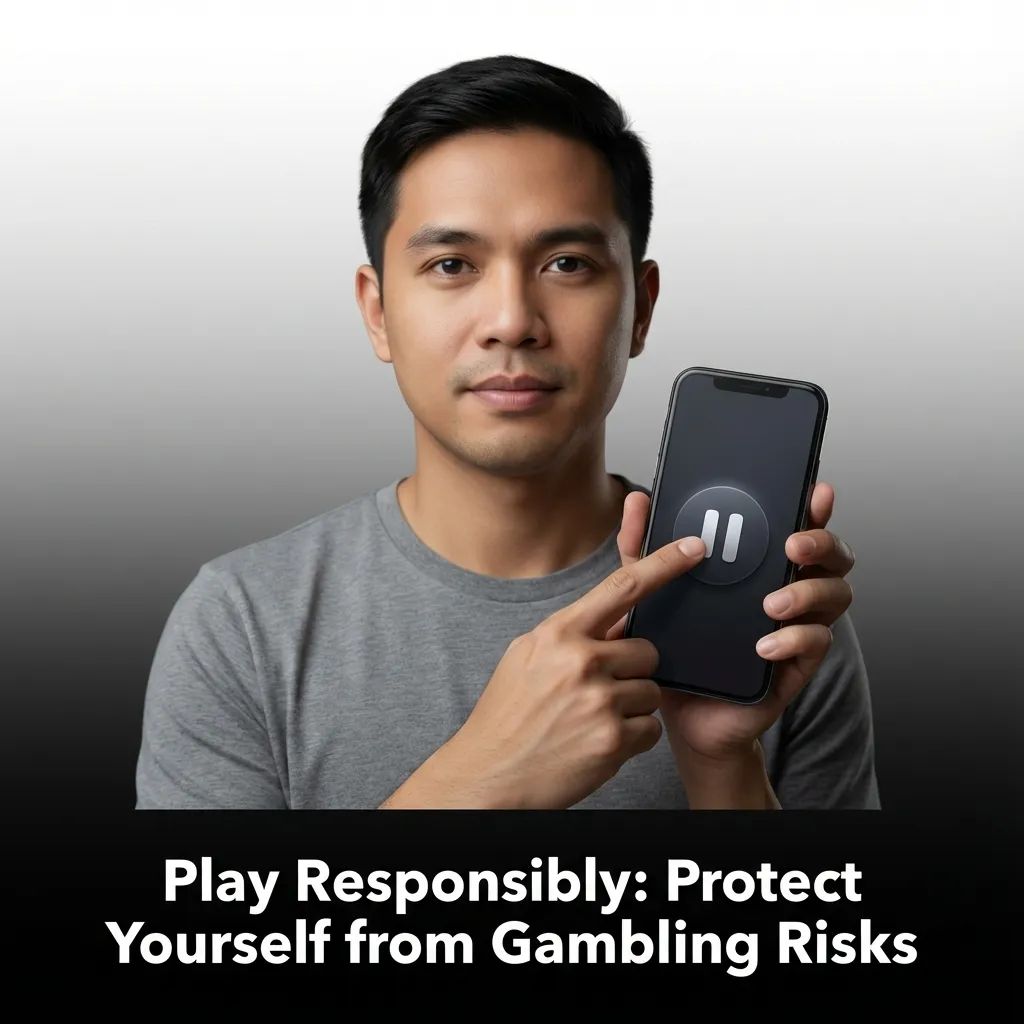 Person setting gambling budget limits on mobile device to practice responsible gaming and prevent gambling addiction