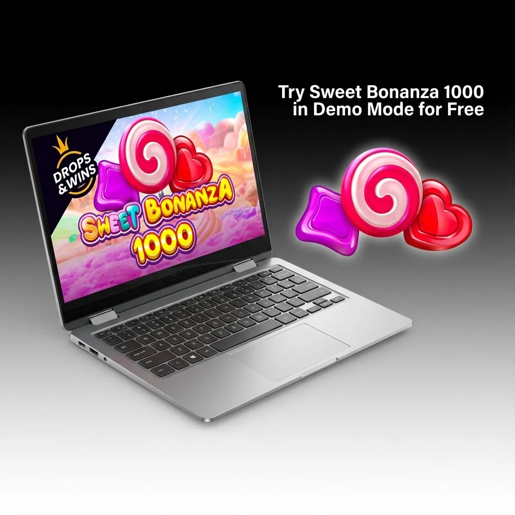 Player testing Sweet Bonanza 1000 slot game in free demo mode on Paripesa with virtual credits and colorful candy symbols